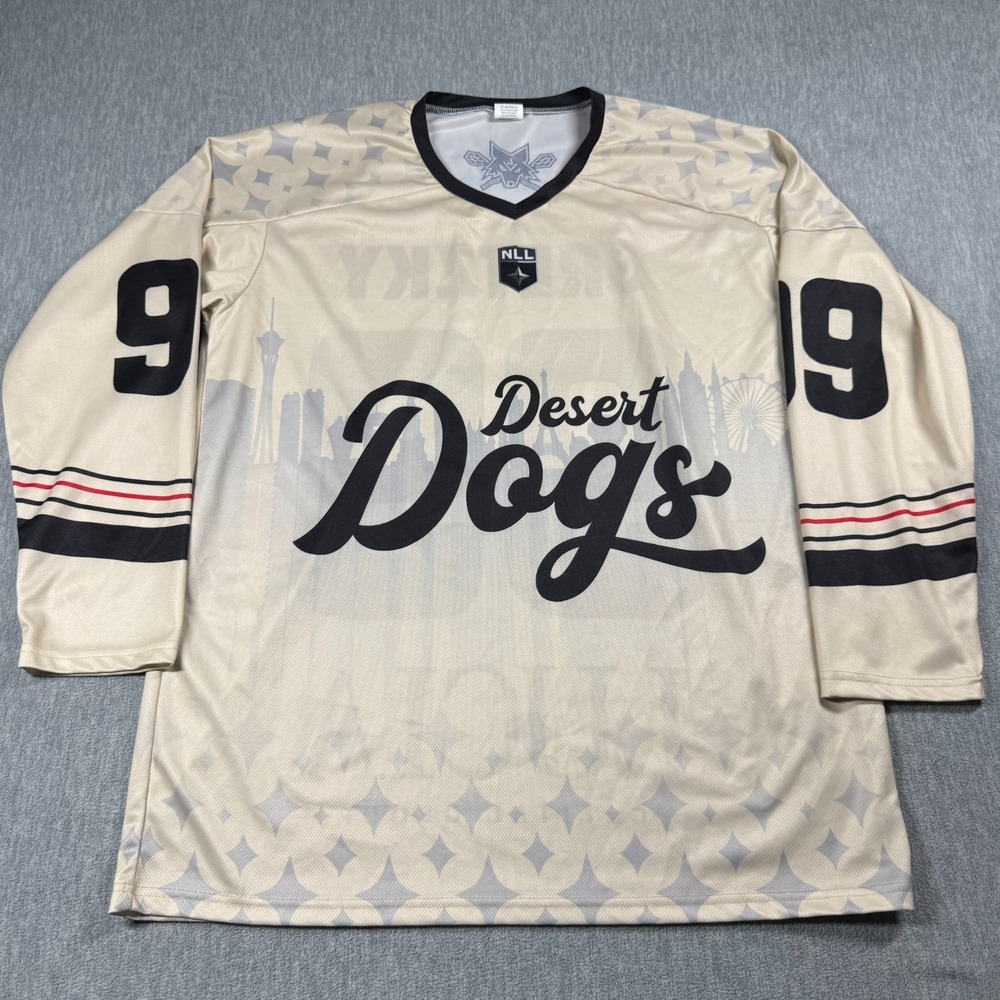 NLL Jersey Mens XL Cream Las Vegas Desert Dogs Gretzky 99 Lacrosse Athletic